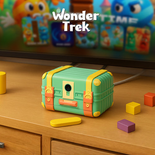 Wonder Trek gaming console for kids with colorful design and educational games.