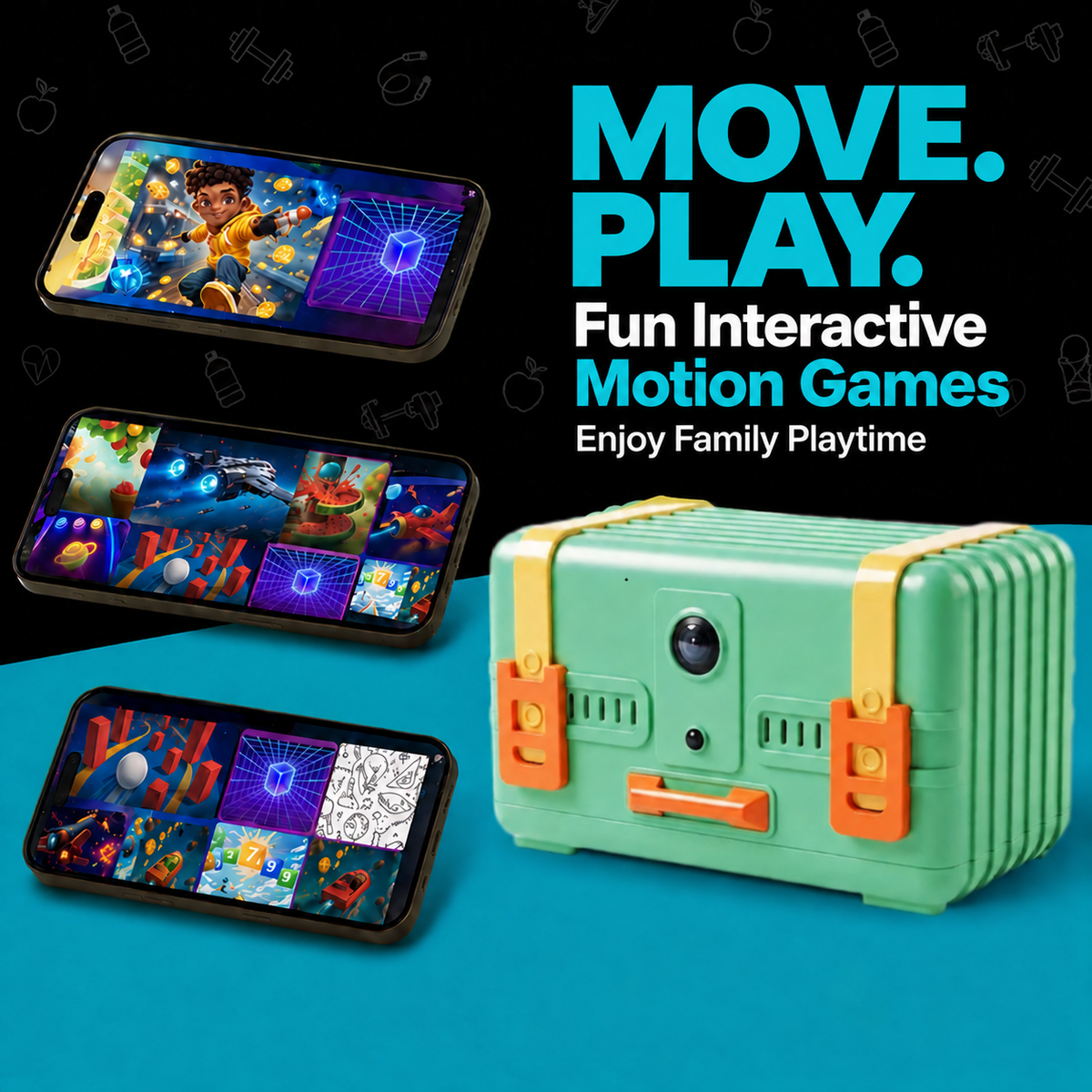 Wonder Trek-The Motion Gaming Box for Kids & Families Where Indoor Active Play Meets Interactive Family Fun and is Perfect for Game Nights, Parties and Playdates